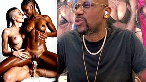 transgender babe with a tight bald pussy creampies inside a tight bald black pussy slut with her large beautiful girl cock, ai generated