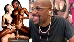 transgender babe with a tight bald pussy creampies inside a tight bald black pussy slut with her large beautiful girl cock, ai generated