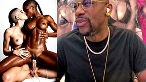 transgender babe with a tight bald pussy creampies inside a tight bald black pussy slut with her large beautiful girl cock, ai generated