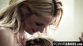 PornTaboos com - Busty MILF guides teen stepdaughter through intense sex