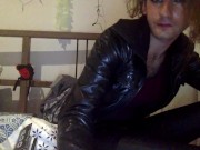 Smoking in leather pants