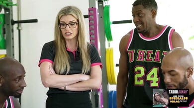 Cory Chase as the coach's wife takes on the entire team in a steamy gym gangbang