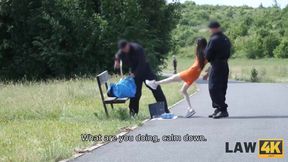 Brunette teen pleased cock with deepthroat cock sucking