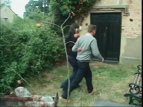 Straight couple do anal outdoors then stud cums on her cunt