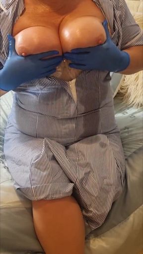 Naughty Nurse Julie - Oiled Tits & Bare Pussy Tease - 002-v-v-4-nurse-boobs