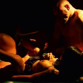 Hot Pool Table Gangbang with Pole Dancing Tease