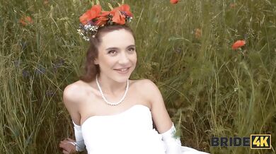 BRIDE4K. She ran away from her fiancé to fuck a stranger shepherd outdoors