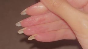 Long natural finger nails oiled up, sensual rubbing and tapping and scratching noises
