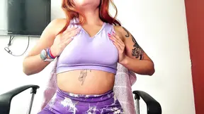 Redhead POV: Amateur solo masturbation with big tits and natural hairy pussy