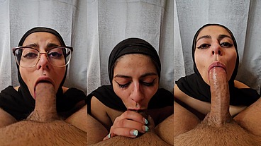 POV Sloppy Blowjob Till Balls Cum In Mouth Mia Niqab
