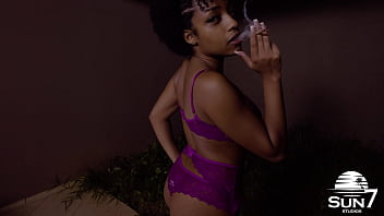 Hot black girl is smoking and teasing you