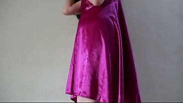Masturbate Use My Purple Silk Satin Dress