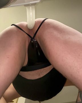 Dildo ride in black g strings