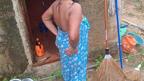 Hot Step Mom Bathing Outdoor