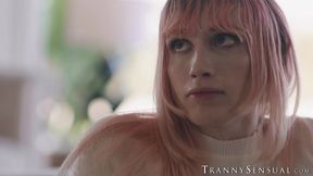 My tranny stepdaughter Mimi Oh rides my swollen cock in different positions