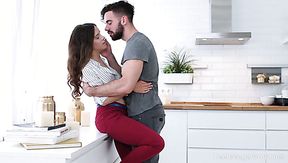 Kinky long haired Mickey Moor feels nice about riding sloppy cock