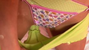 Teen Brunette Fansy Cream Her Slim Body and Masturbates