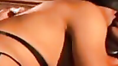 Kinky bear nails hot babe's ass on stairs & cums on her face
