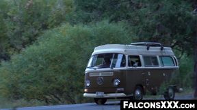 FalconsXXX.com - Hunk receives a blowjob and then raw pounds his partner's ass rough