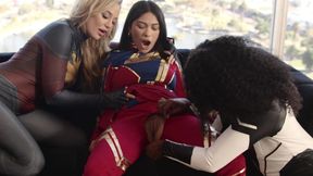 captain marvel, monica rambeau, ms. marvel fuck each other (blake blossom, reyna belle, ana foxxx) - porn cosplay parody