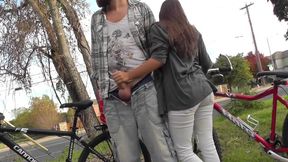 Lucky guy gets public handjob & outdoor quick blowjob from gf