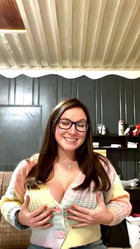 My 36f owner demanded I play with my boobs at home and in public in fetish sweaters. I gladly obeyed her massaging my big tits