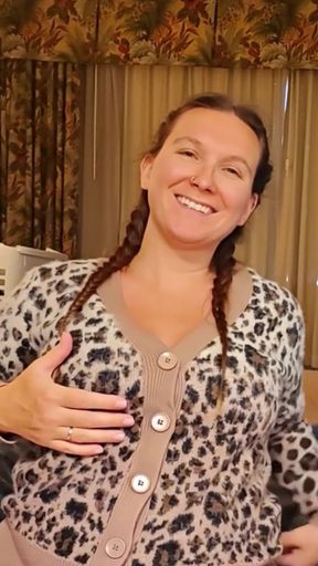 My 36f owner demanded I play with my boobs at home and in public in fetish sweaters. I gladly obeyed her massaging my big tits