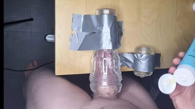 Horny guy double fucking pocket pussy