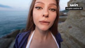 Pov: Anal with Stranger on the Rocks  Anal Creampie  Public Sex