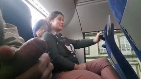 Horny Exhibitionist Talks MILF into Blowjob & Handjob on Packed Bus