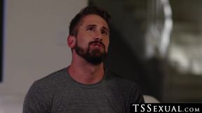 TSSexual.com - Shemale strokes her man to a massive cum explosion after anal sex