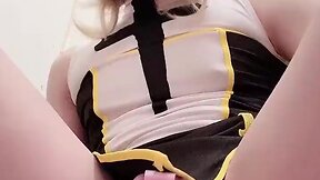 Transgender nun experiences anal pleasure in chastity cage