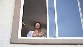 Teen gamer gets her big tits played with and squirted on