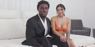 Tiny Alice worships 6'4` cock with Rusty Trombone