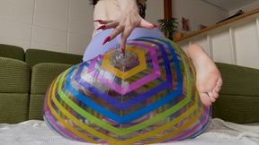 Sweet yoga teacher deflates your beach balls