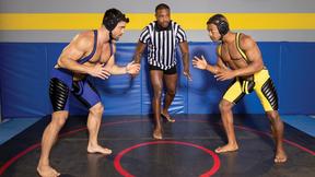 Gay wrestling gone wild with the referee - Beau Butler , Adrian Hart & Reign