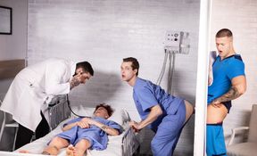Doctor fucks male nurse in crazy glory hole kinks
