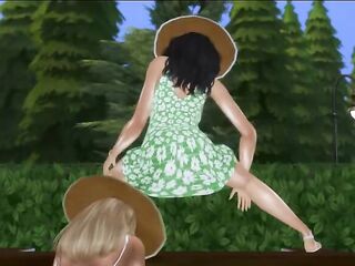 Lightskin black stepsisters drilled in garden