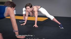 Friend Stepmom Teaching Me Streching Workout In Gym