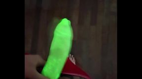 Brazilian Amateur Gets Wild in Neon Condom Solo Session