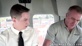 Dan After Dark got banged by rescuer Dale Savage in a rescue van