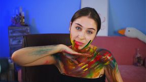 I paint with paints on myself