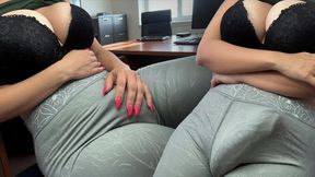 Big Hard Cock in the office - Stepmom with Big Tits turns on her Employee