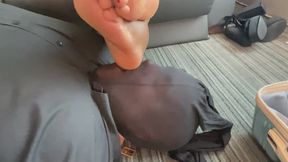 TEAL REVEL - Post-Night Out Heel Tease: Black Domme Crushes Aches on Pathetic Pet's Face