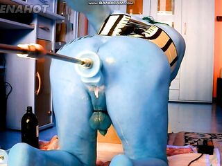 Hawt blue Skin Avatar drilled by Machine movie three