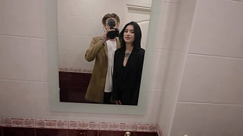 Cum in pussy without a condom in a public toilet