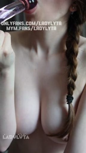 LadyLyta - French girl with perfect body plays with a fox tail plug!