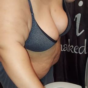 Ari cleaning the toilet