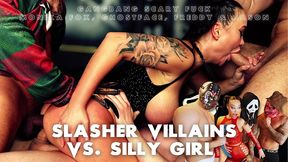 slasher villains vs. silly girl monika fox gangbang scary rough fuck with dap, dp, anal, prolapse and cumshot