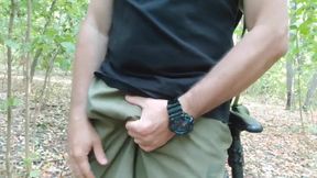 Daddy's Mega Balls Explode Cum Then Piss Floods Forest Floor